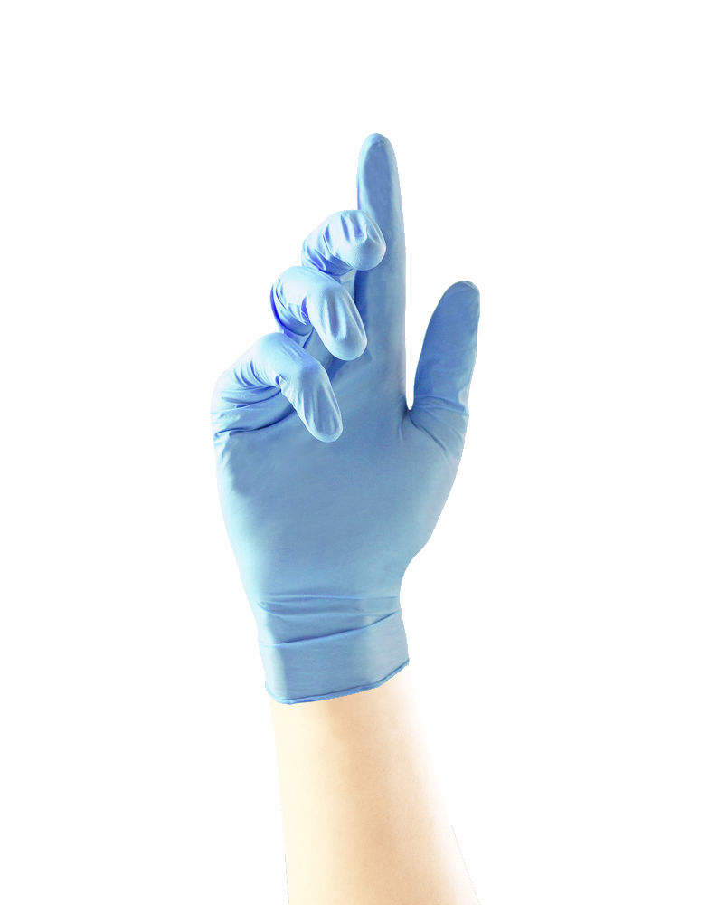 UNI-TRILE BLUE POWDER FREE VITRILE GLOVES LARGE}