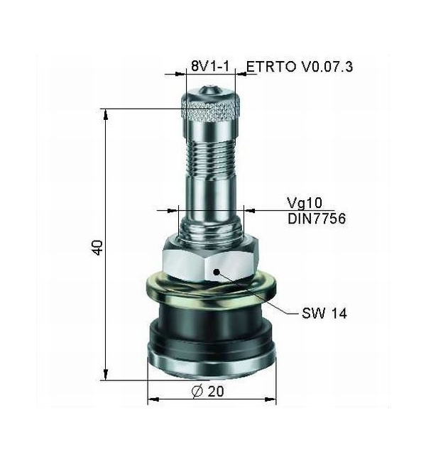 TR416 CLAMP IN VALVE 15.7mm Rim Hole}